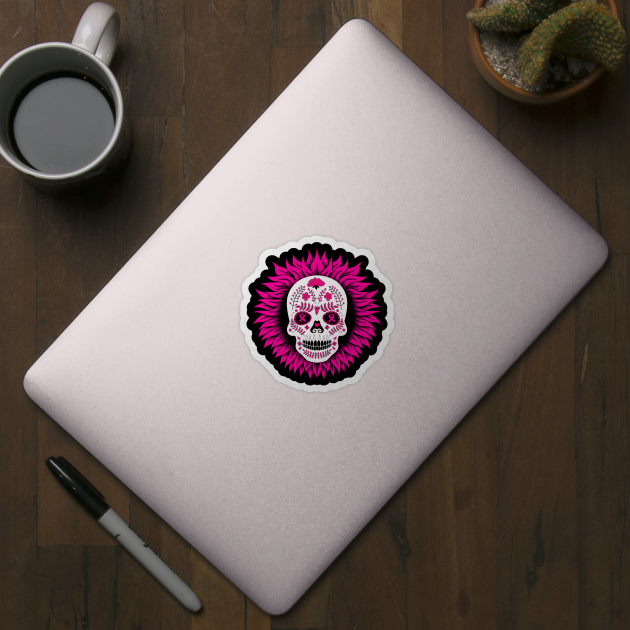 breast cancer oink sugar skull sunflower by TeesCircle